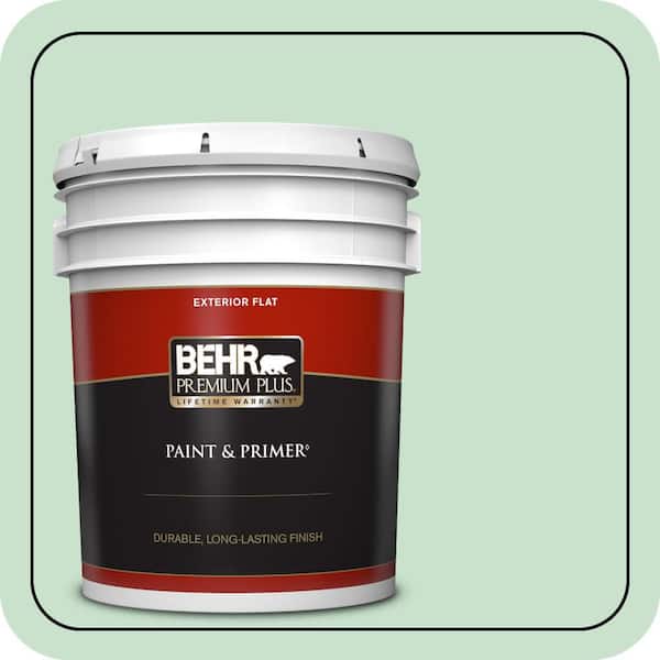 BEHR PREMIUM PLUS 5 gal. #M410-2 Wishful Green Flat Exterior Paint & Primer