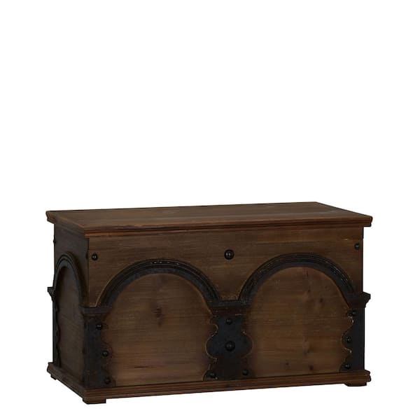 HOUSEHOLD ESSENTIALS 12.5 in. x 24 in. Brown Arch Trunk