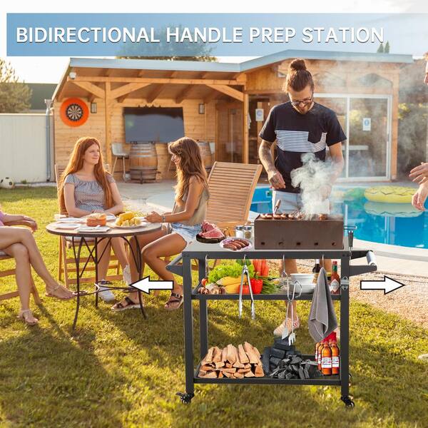 domi outdoor living 3 Solid Shelf Outdoor Grill Cart Table with