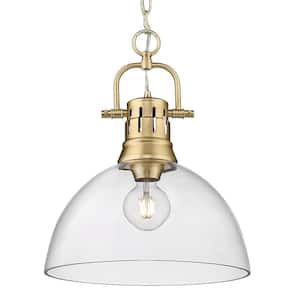 Duncan 1-Light Brushed Champagne Bronze Standard Pendant Light with Clear Glass Shade