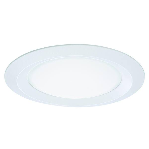 HALO E26 Series 5 in. White Recessed Ceiling Light Self Flanged Shower Trim with Frosted Glass Lens