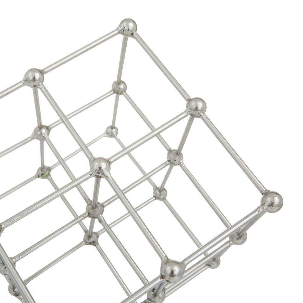 Modern Silver Cube Sculpture with Marble Base 12''