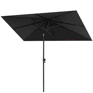 9 x 5ft Aluminum Market Umbrella Tilt Patio Umbrella in Black