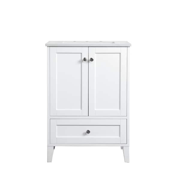 Simply Living 24 in. Single Bathroom Vanity in White with Engineered ...