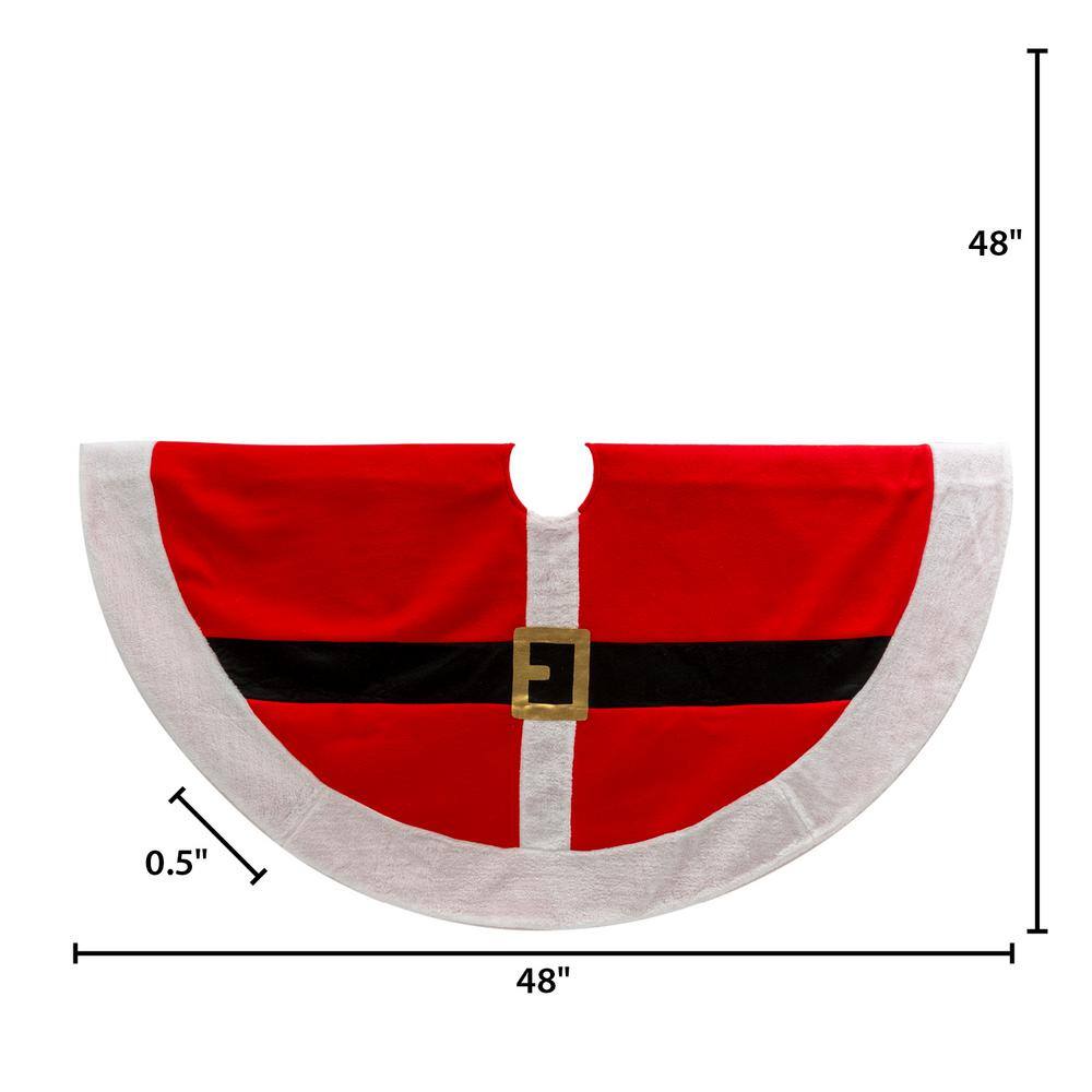 Santa's Red and White Fabric Christmas Tree Skirt, 48 Inches