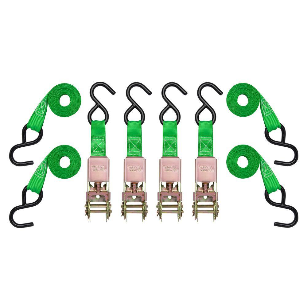 10 ft. x 1 in. Green Standard Ratchet Tie Down Straps with 300 lb. Safe Work Load - 4 pack price history on PriceWatchPro