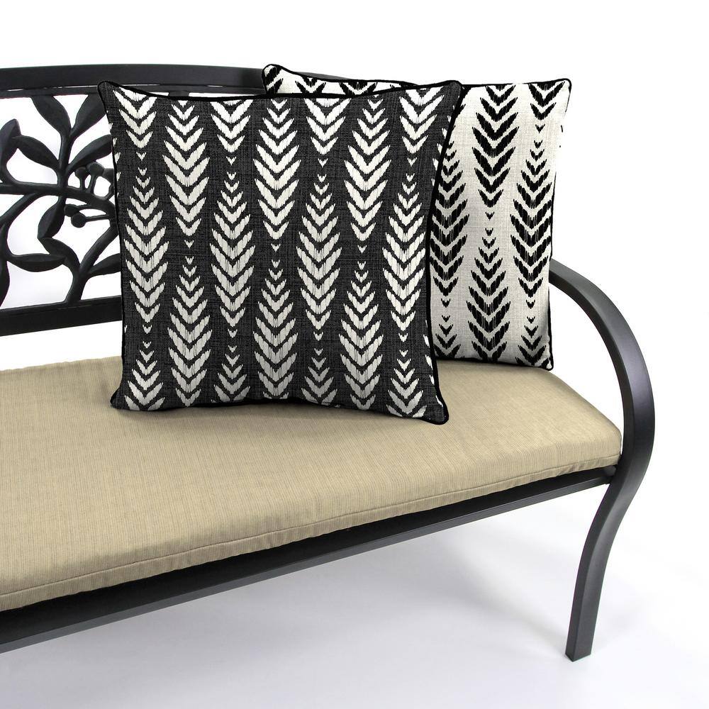 16" Black and White Geometric Leaves Reversible Outdoor Pillow