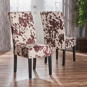 Pertica White and Dark Brown Milk Cow Dining Chairs (Set of 2)