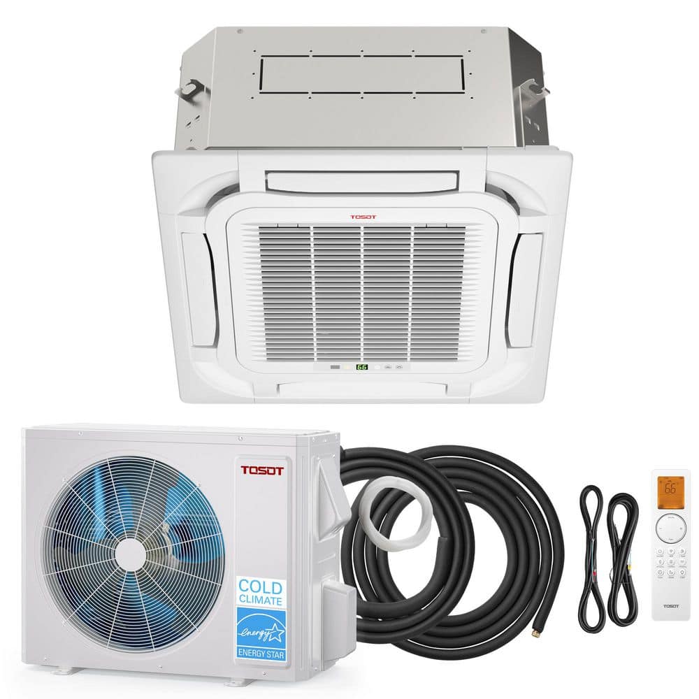Remote Clean System Tosot 18,000 BTU Ceiling Cassette Mini Split Air Conditioner, 21 SEER2 ...