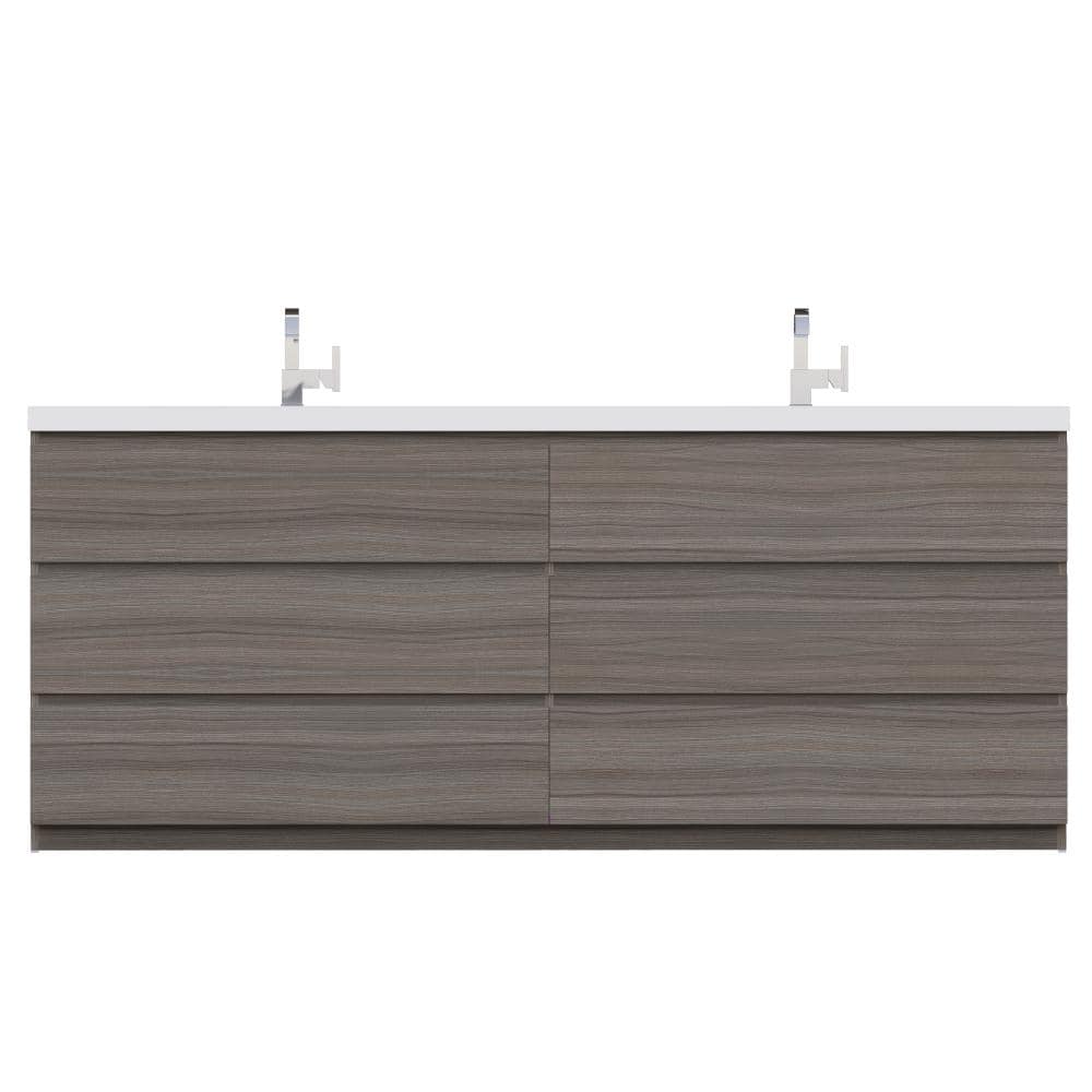Paterno 84" Gray MDF Freestanding Double Bathroom Vanity