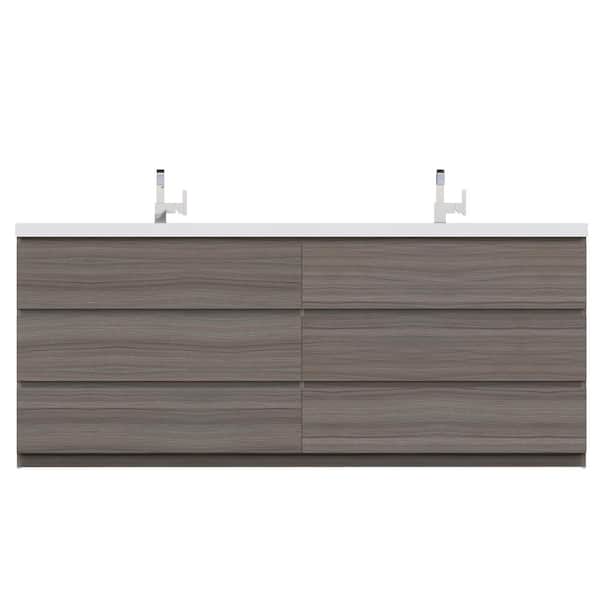 Alya Bath Paterno 84 in. W x 19 in. D Bath Vanity in Gray with Acrylic Vanity Top in White with White Basin
