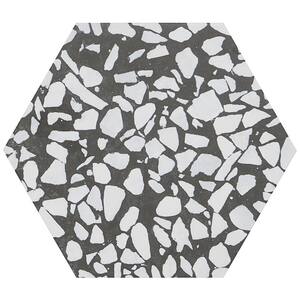 Fusion Hex Black Terrazzo 9.13 in. x 10.51 in. Matte Porcelain Floor and Wall Tile (8.07 sq.ft. / Case)