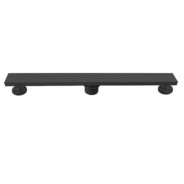 Mediterraneo 12 in. Linear Black Shower Drain, Lines Design