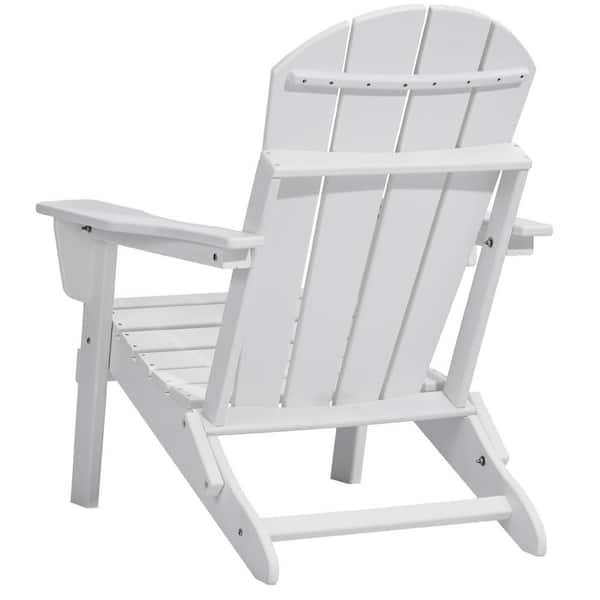 Adirondack Chair Plastic, White Plastic Outdoor Rocking Chair, (Set of 2) All-Weather Portable Folding Fire Pit Chair
