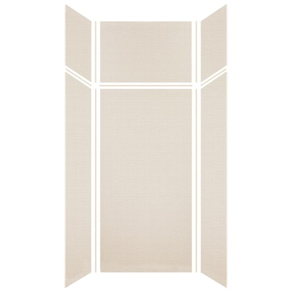 Expressions 36 in. x 36 in. x 96 in. 4-Piece Easy Up Adhesive Alcove Shower Wall Surround in Cameo