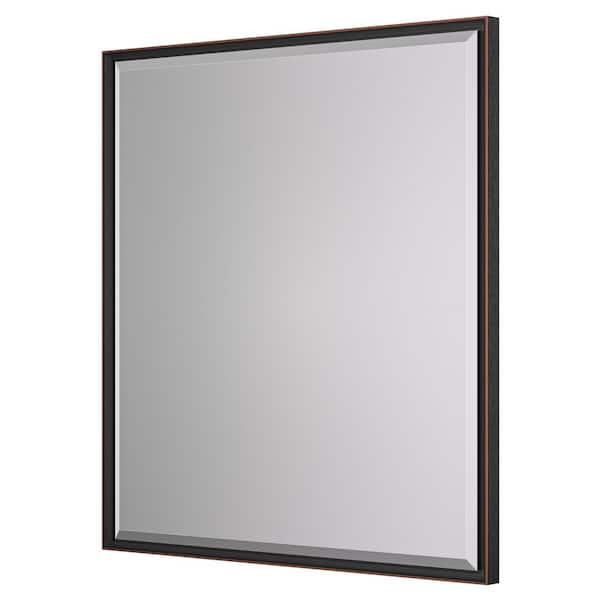30 in. W x 36 in. H Framed Rectangular Brushed Nickel Mirrors for Bathroom Wall Beveled Mirror Bathroom Vanity Mirror