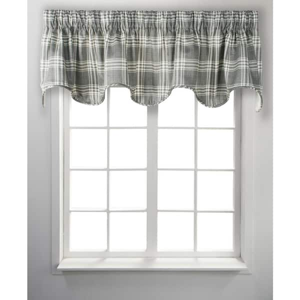 Ellis Curtain Bartlett 17 in. L Cotton Lined Scallop Valance in Grey ...