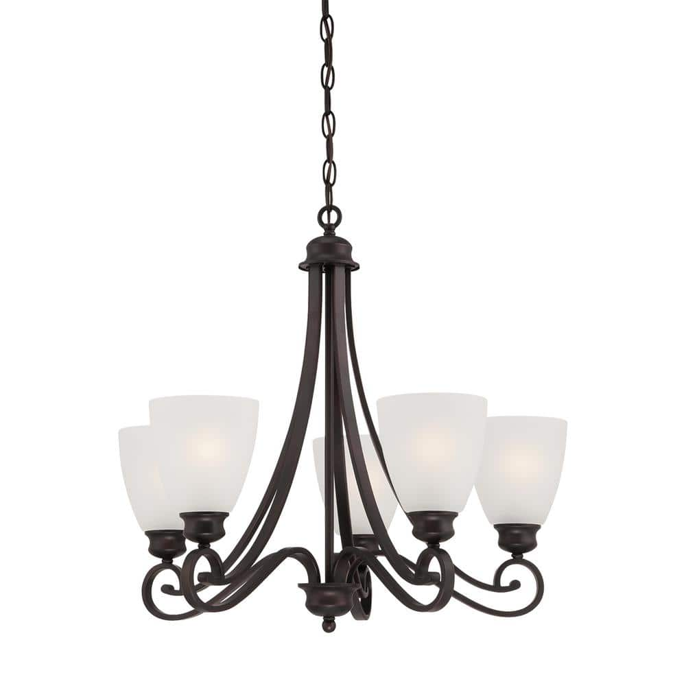 Thomas Lighting Haven 5-Light Espresso Chandelier With Etched Glass ...