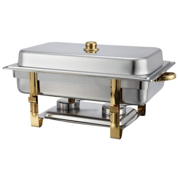 Malibu 8 qt. Stainless Steel Full-size Chafing Dishes with Gold Accent