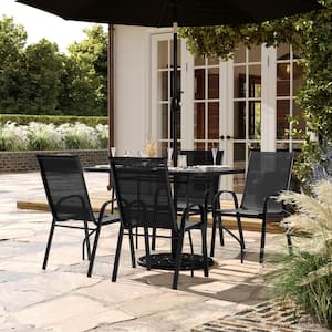 Black 5-Piece Metal Patio Conversation Set