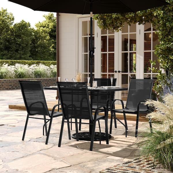 Carnegy Avenue Black 5-Piece Metal Patio Conversation Set
