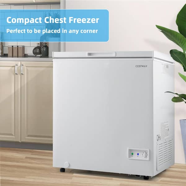 5 cu. ft. Manual Defrost Chest Freezer in White with Removable Storage Basket Deep Freezer