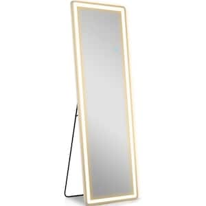 16 in. W x 60 in. H LED Light Rectangular Frameless Rectangle Full Length Mirror Floor Mirror with 3 Colors