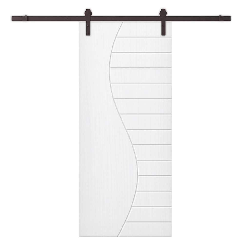 24 in. x 80 in. White Painted Composite MDF Paneled Interior Sliding Barn Door with Hardware Kit price history on PriceWatchPro