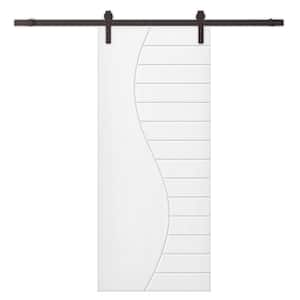 42 in. x 96 in. White Stained Composite MDF Paneled Interior Sliding Barn Door with Hardware Kit