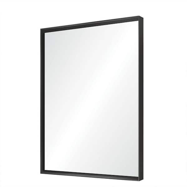 24 in. W x 36 in. H Wall Mounted Mirror with Black Aluminum Frame HD Tempered Glass, Anti-Rust for Bathroom & Bedroom