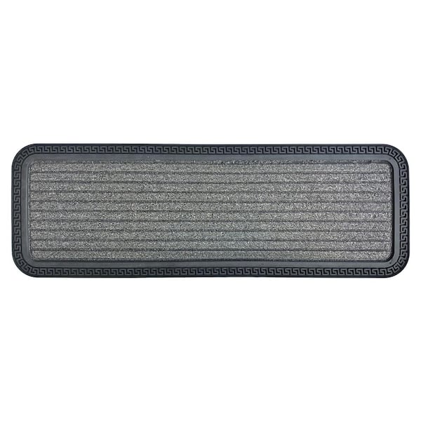 Ottomanson Outdoor Collection Rubberback Gray 10 in. x 30 in. ., Stair Tread Covers (Set of 5)