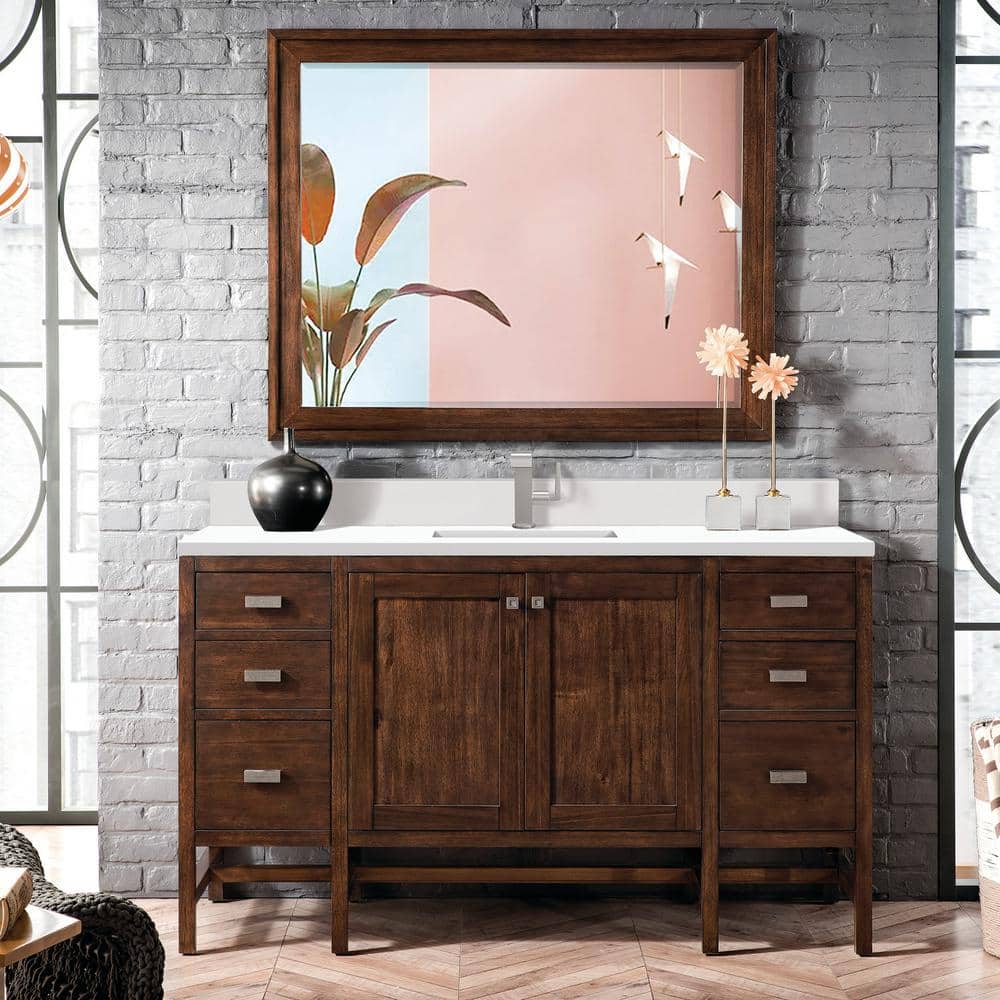 Addison 60.0 in. W x 23.5 in. D x 35.5 in. H Single Single Bathroom Vanity Mid-Century Acacia and White Zeus Quartz Top price history on PriceWatchPro