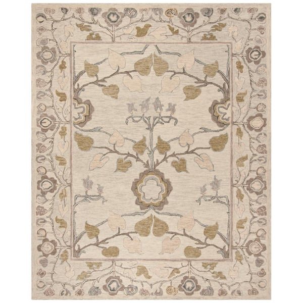 SAFAVIEH Roslyn Light Gray/Multi 8 ft. x 10 ft. Border Area Rug