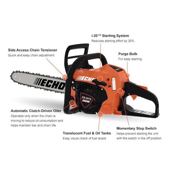 14 in. 34.4 cc Gas 2-Stroke Rear Handle Chainsaw with Automatic Chain Oiler
