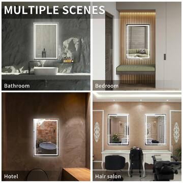 niveal Lumos 24 in. W x 36 in. H Rectangular Frameless LED Wall Bathroom Vanity Mirror in Silver LMV04-2436DF1