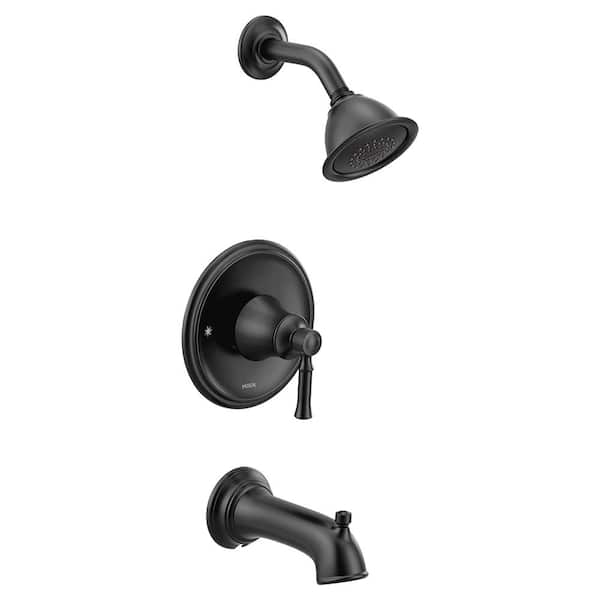MOEN Dartmoor Posi-Temp WaterSense 1-Handle Wall-Mount Tub and Shower Trim Kit in Matte Black (Valve Not Included)