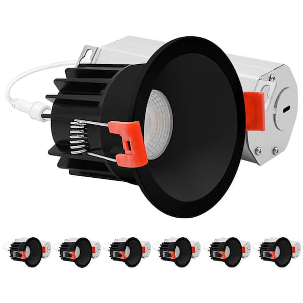 2 In. Integrated LED Regressed Light with Round Black Narrow Trim, 5CCT, 8W, 600LM, 60° Beam, Dimmable, 120V 6 Pack