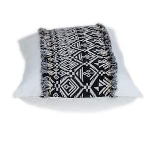 Jordan Black and White Geometric Cotton 5 in. x 14 in. Throw Pillow