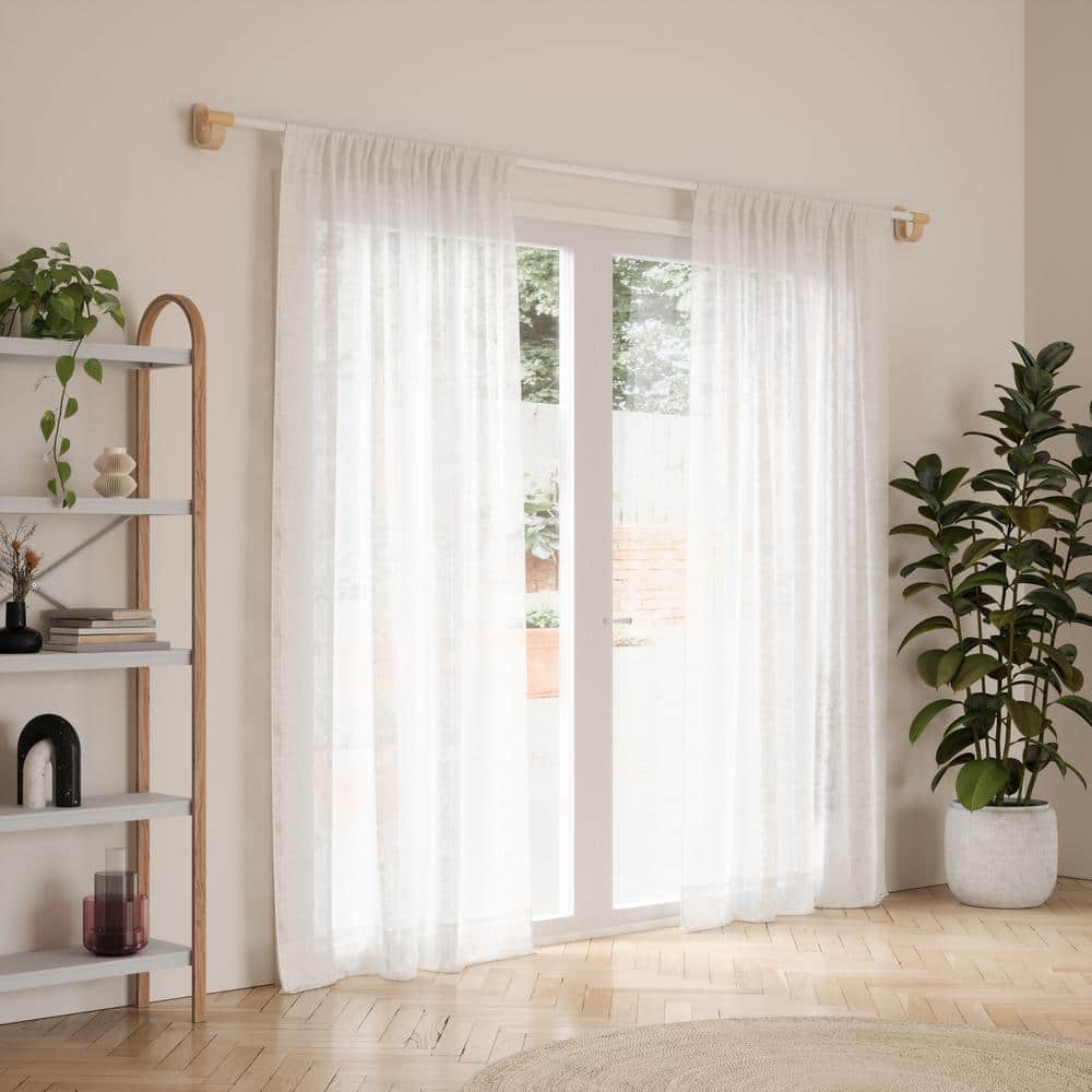 White Adjustable Tension Curtain Rod and Room Divider