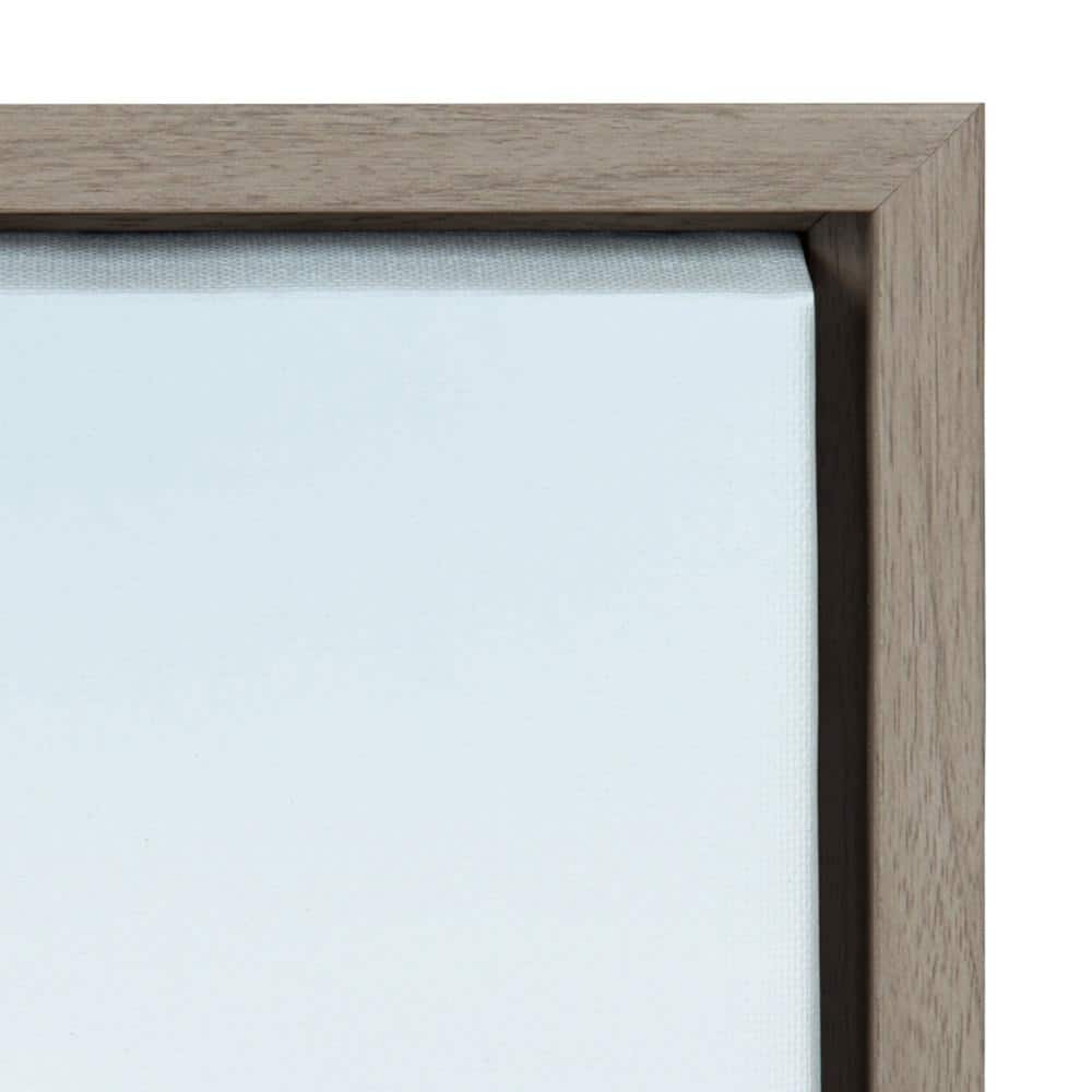 Tranquil Wooden Pier Coastal Canvas Print in Gray Frame