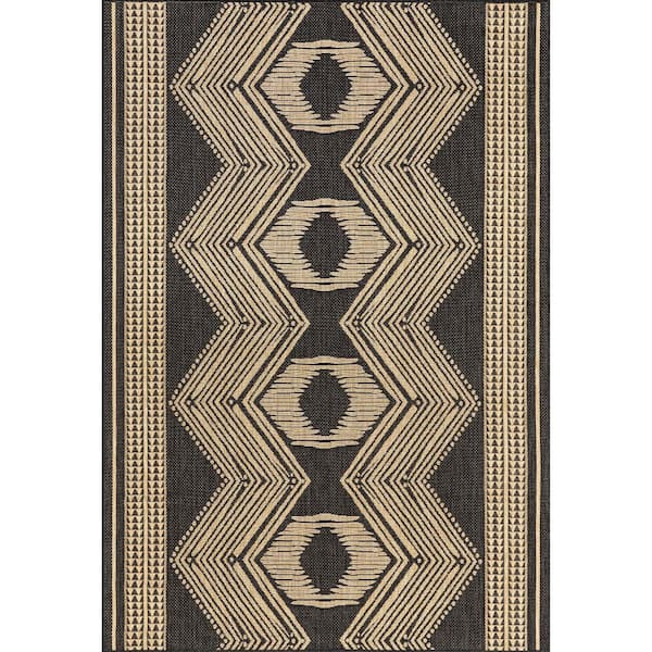 nuLOOM Ranya Dark Gray 4 ft. x 6 ft. Geometric Indoor/Outdoor Area Rug