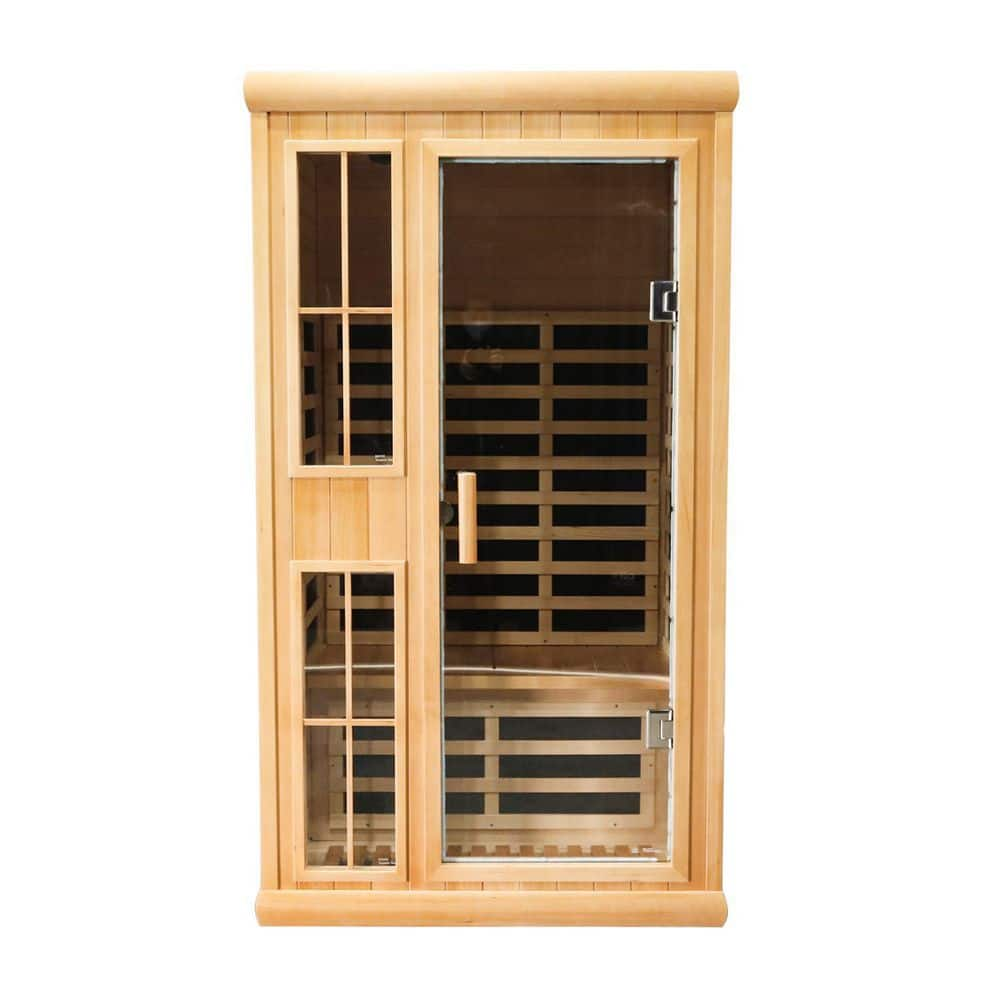 2-Person Occupancy Indoor Hemlock Wood Far Infrared Double Glass Family Sauna Room with Dual Audio Bluetooth, Graphene -  Aoibox, SNMX4030