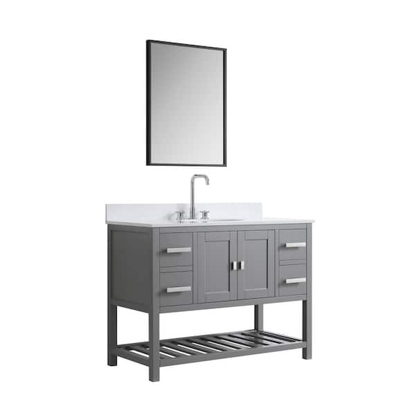 Monaco 48 in. Grey Bathroom Vanity Base Cabinet without Top
