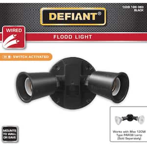 PAR Black Switch Activated Wired Outdoor 2-Head Security Flood Light