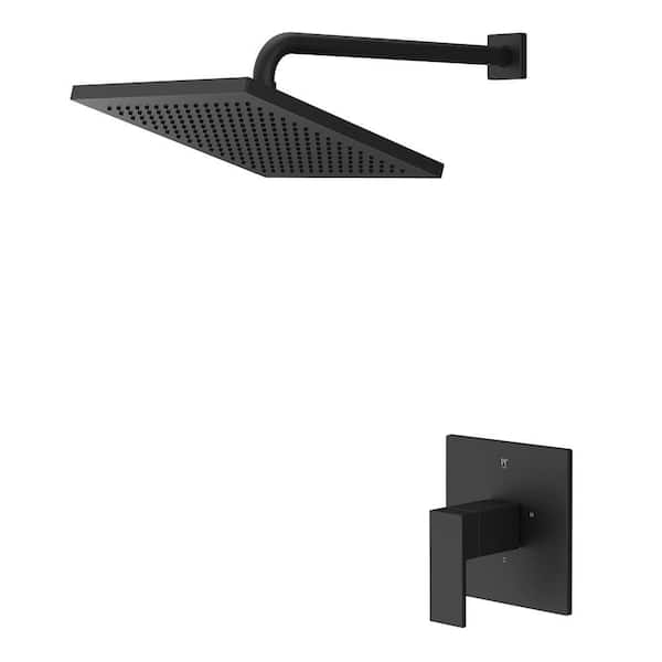 Dumont 1-Handle Wall Mount Shower Faucet Trim Kit in Spot Defense Matte Black [Valve Not Included]