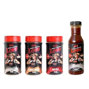 Harry Soo's BBQ Love Beef BBQ Rub, Chicken BBQ Rub, All-Purpose BBQ Rub and Hot Burn BBQ Sauce Combo Pack