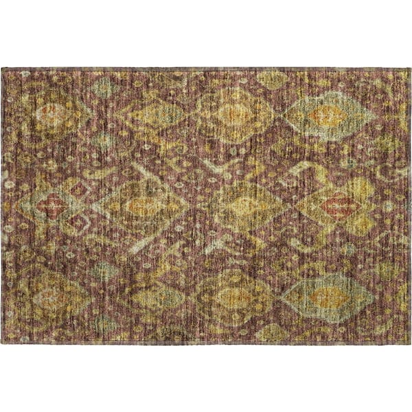 Mayfield Premium Machine Washable Abstract AMF2306 Burgundy 3 ft. x 4 ft. Area Rug
