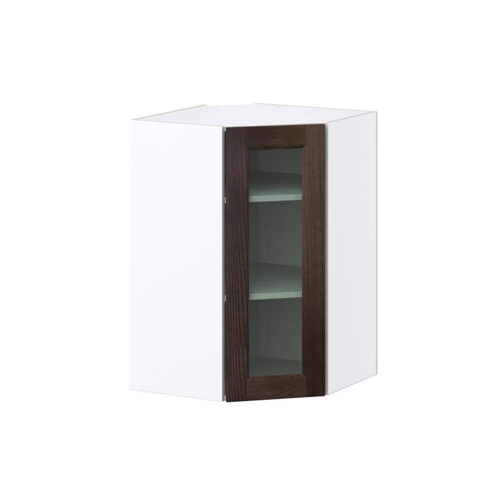 Georgetown 24 in. W x 14 in. D x 35 in. H Assembled Glass Door Diagonal Corner Kitchen Cabinet in Chestnut price history on PriceWatchPro