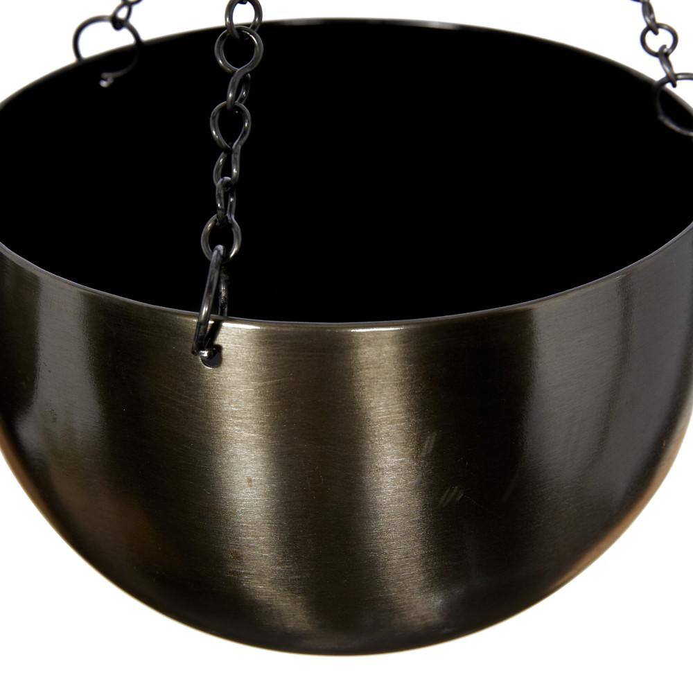 Set of 2 Black Iron Hanging Planters with Chains