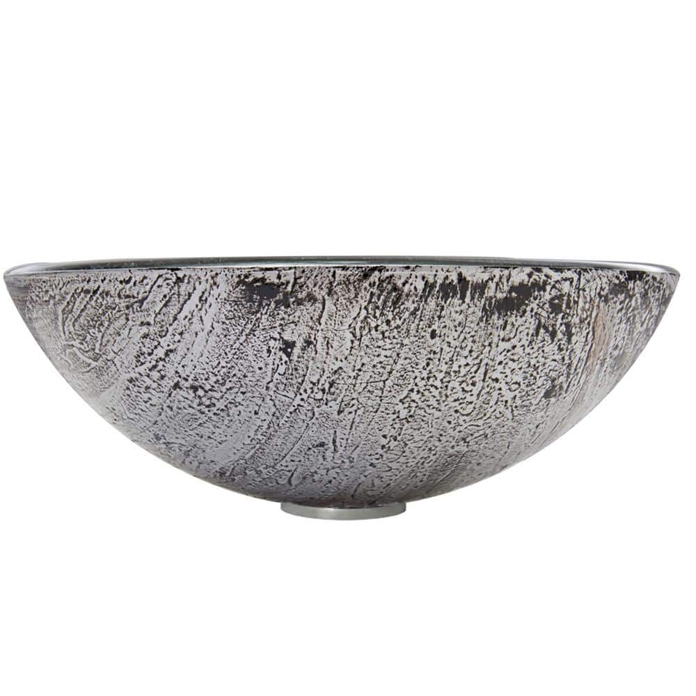 Eclipse 16.5'' Titanium Gray Circular Glass Vessel Bathroom Sink